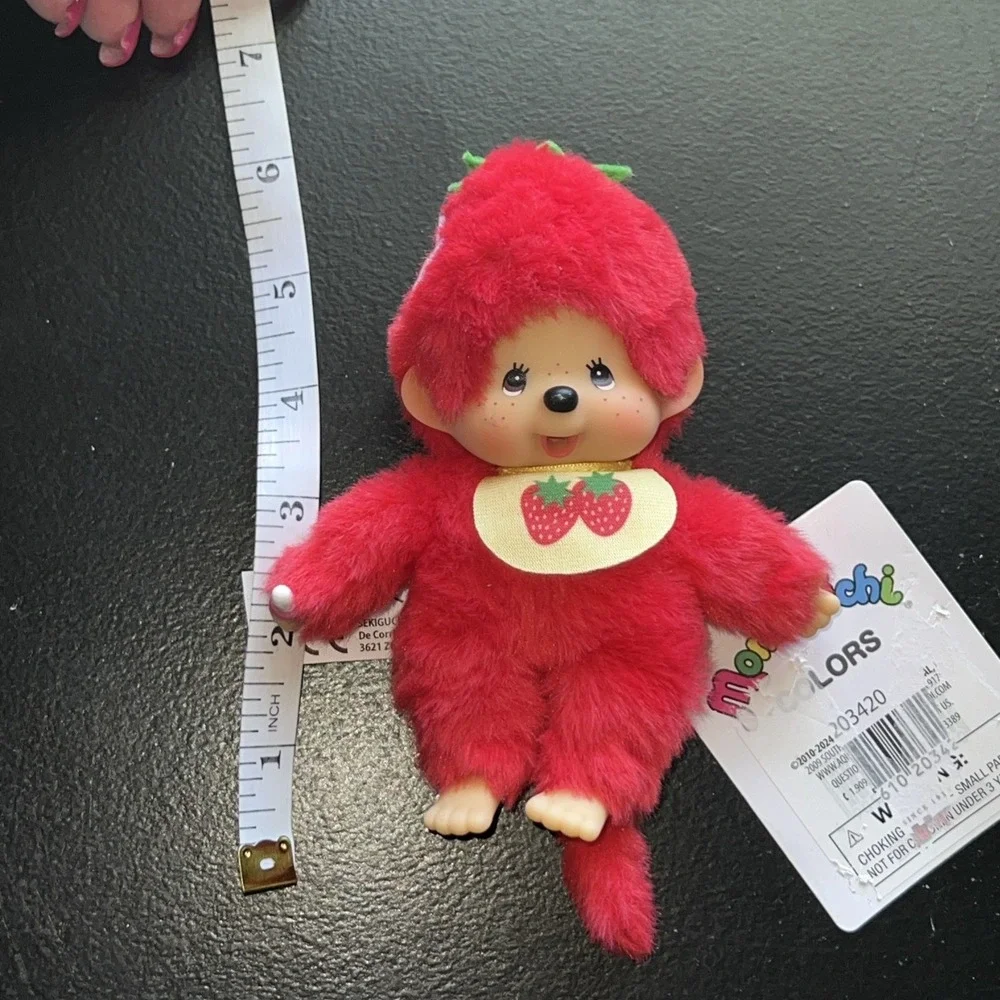 Monchhichi Mascot Sekiguchi STRAWBERRY Fruit Colors 5 inch Plush Doll New Red